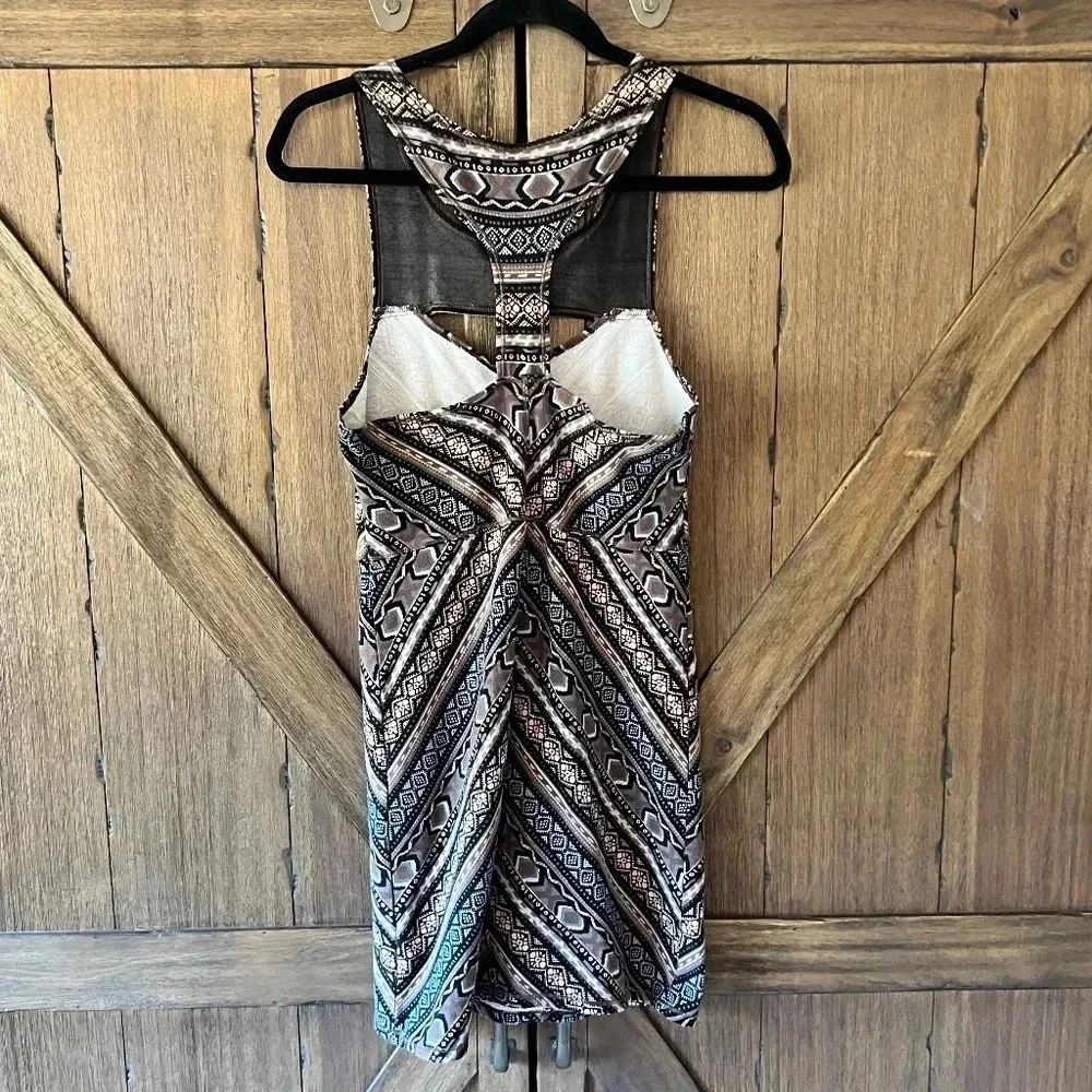Free People Intimately Tribal Bodycon Mini Cut Out Dress Size Medium EUC